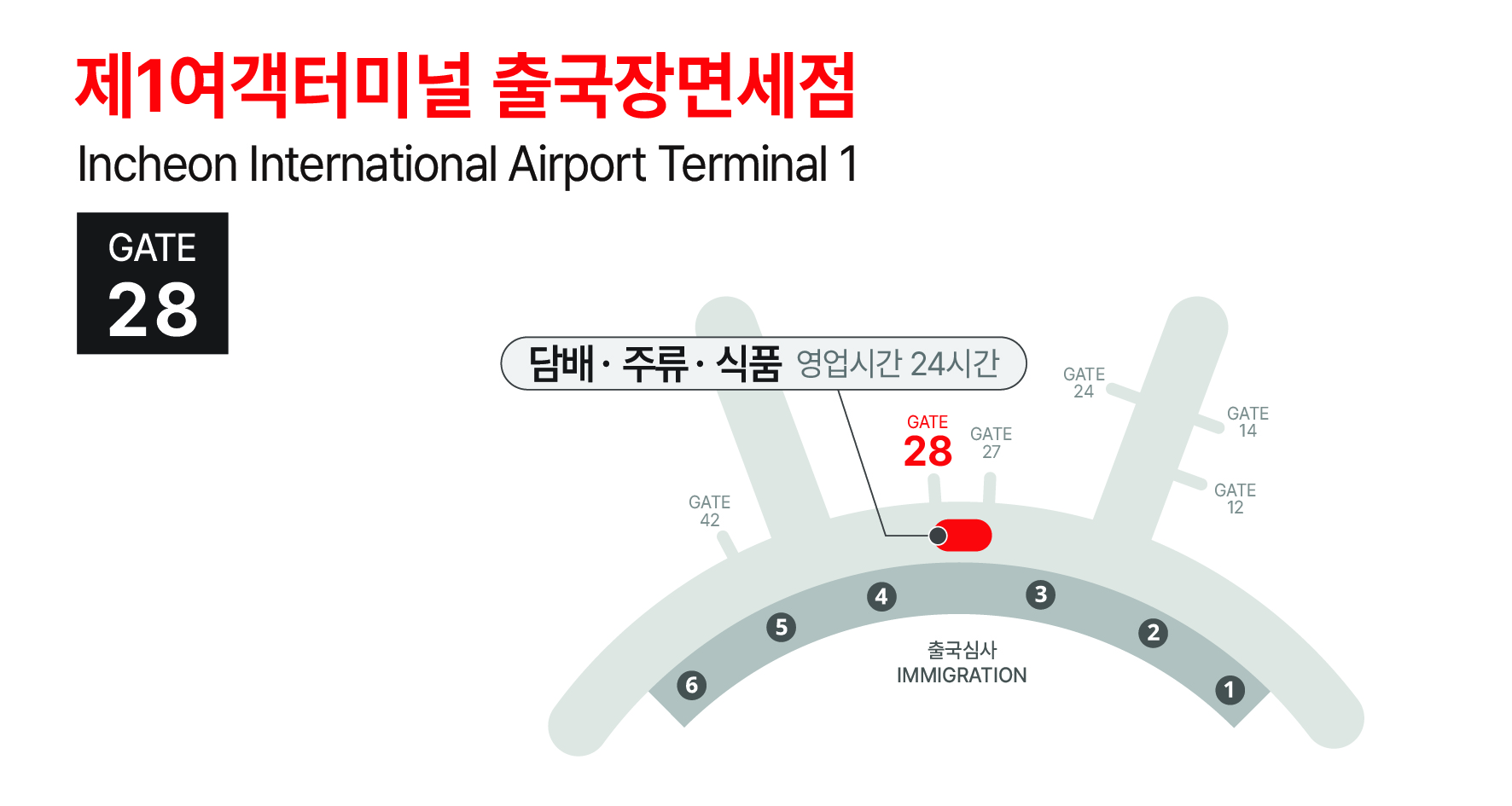 인천국제공항 T1 출국장(중앙) 위치 지도